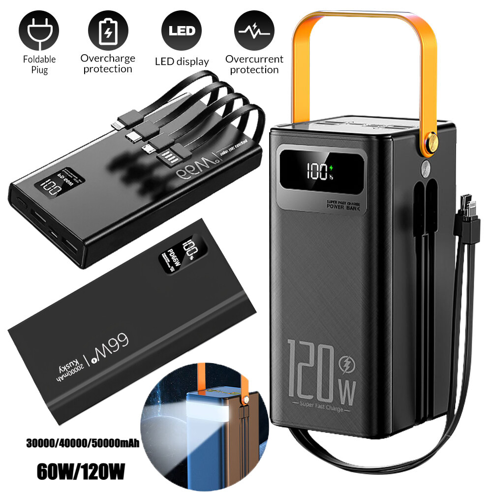 2025 Super Power Bank Fast Charging 50000mAh 120W Portable Battery Charger PD20W