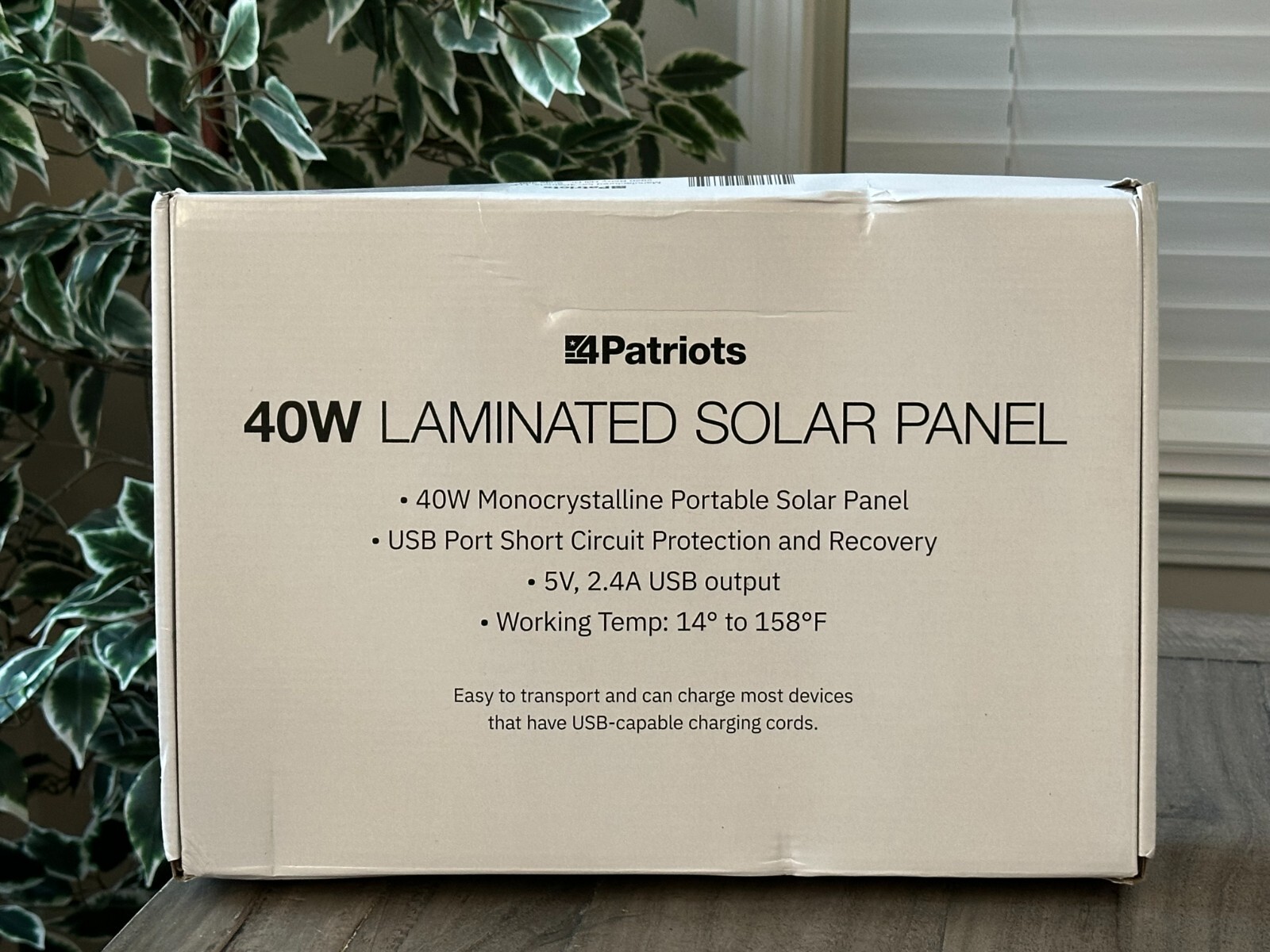 4Patriots 40W Laminated Solar Panel with USB Port Short Circuit Protection