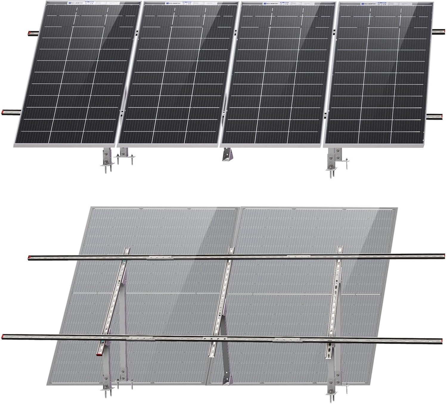 ECO-WORTHY Upgraded Solar Ground Mount Adjustable Multi-Pieces Solar Panel Mount