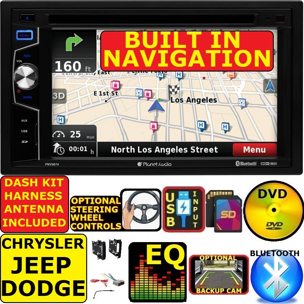 CHRYSLER JEEP DODGE GPS Navigation Double Din CD/ DVD Radio Stereo bluetooth bt