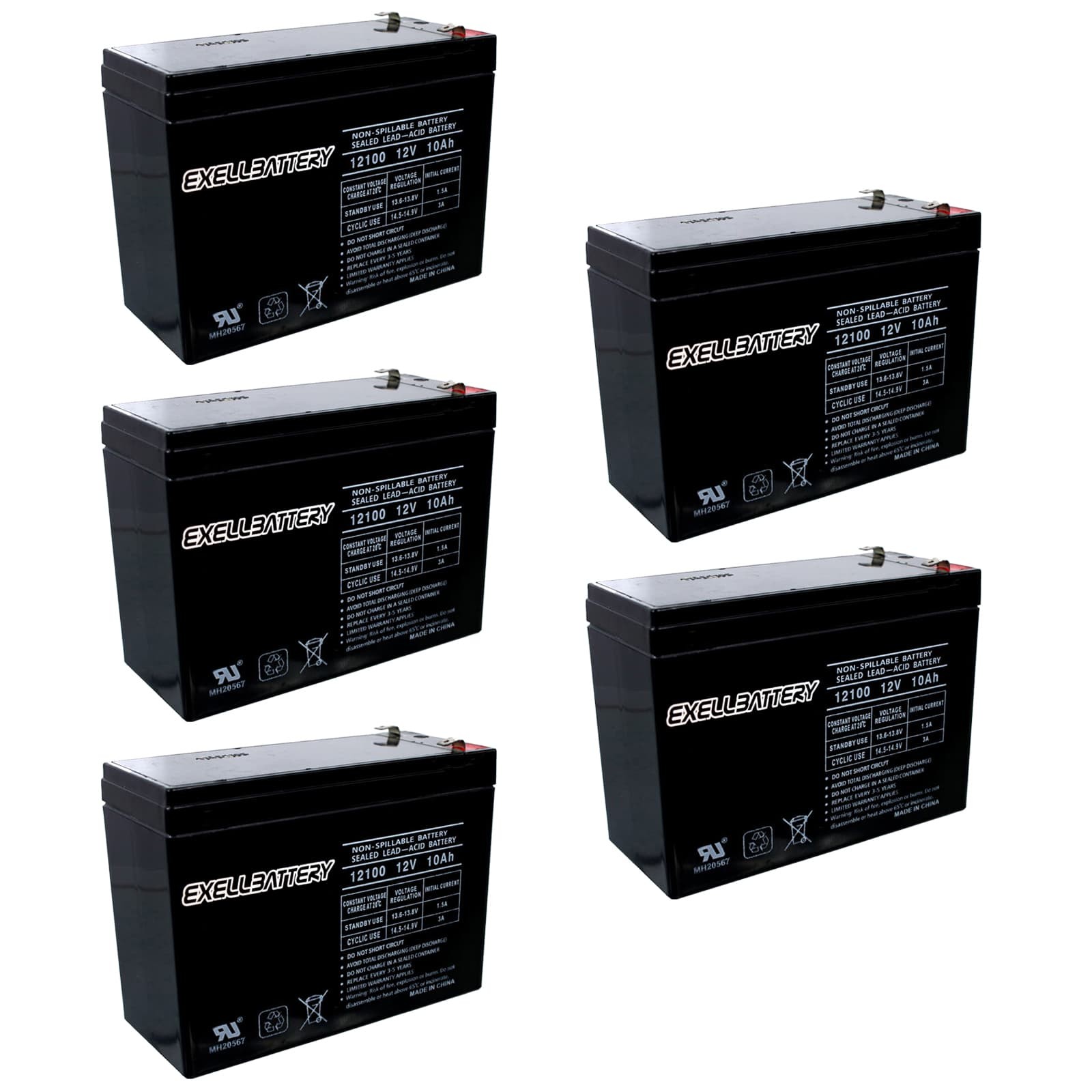 NEW 5pc 12V 10Ah SLA Battery EB12100-S F2 For UB12100-S, D5719