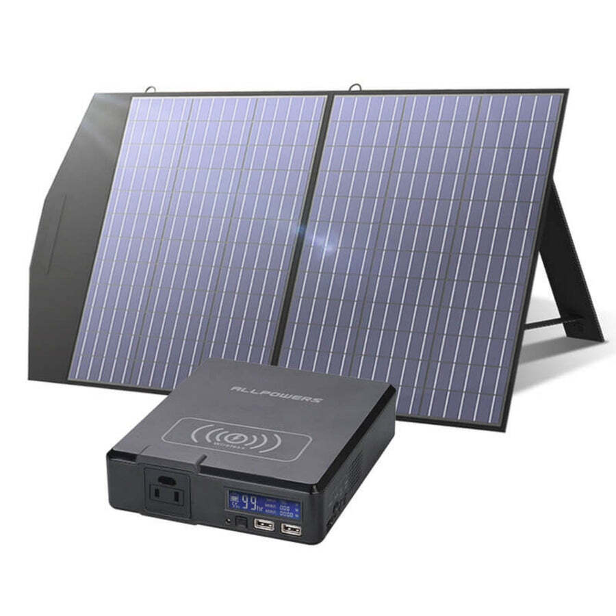ALLPOWERS 200W Power Station Generator With 100W Poly- Solar Panel For Outdoor