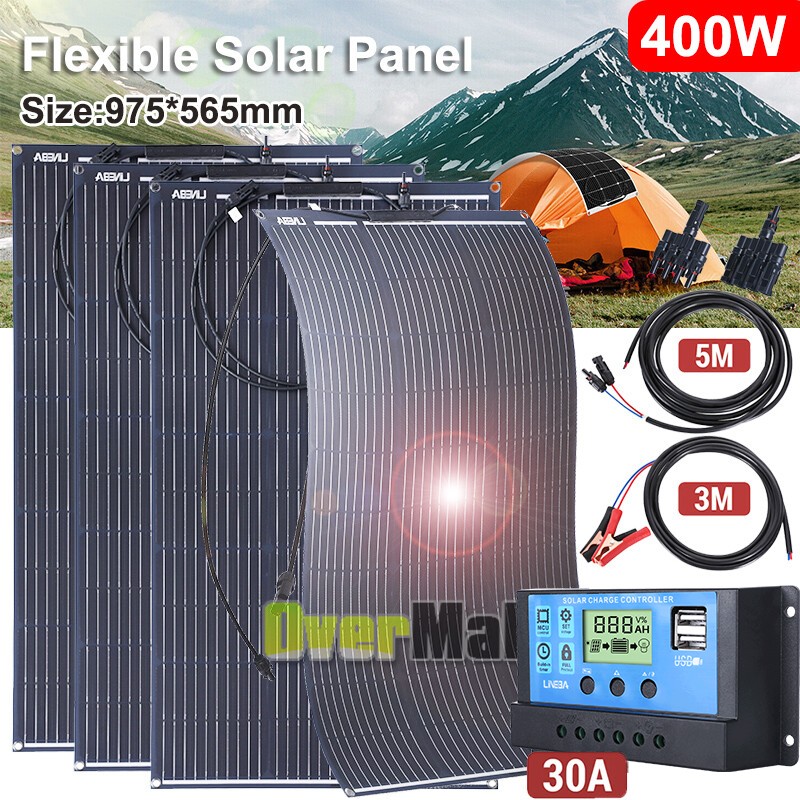 400 Watts Solar Panel Kit 30A 12V Battery Charger w/ Controller Caravan Boat RV