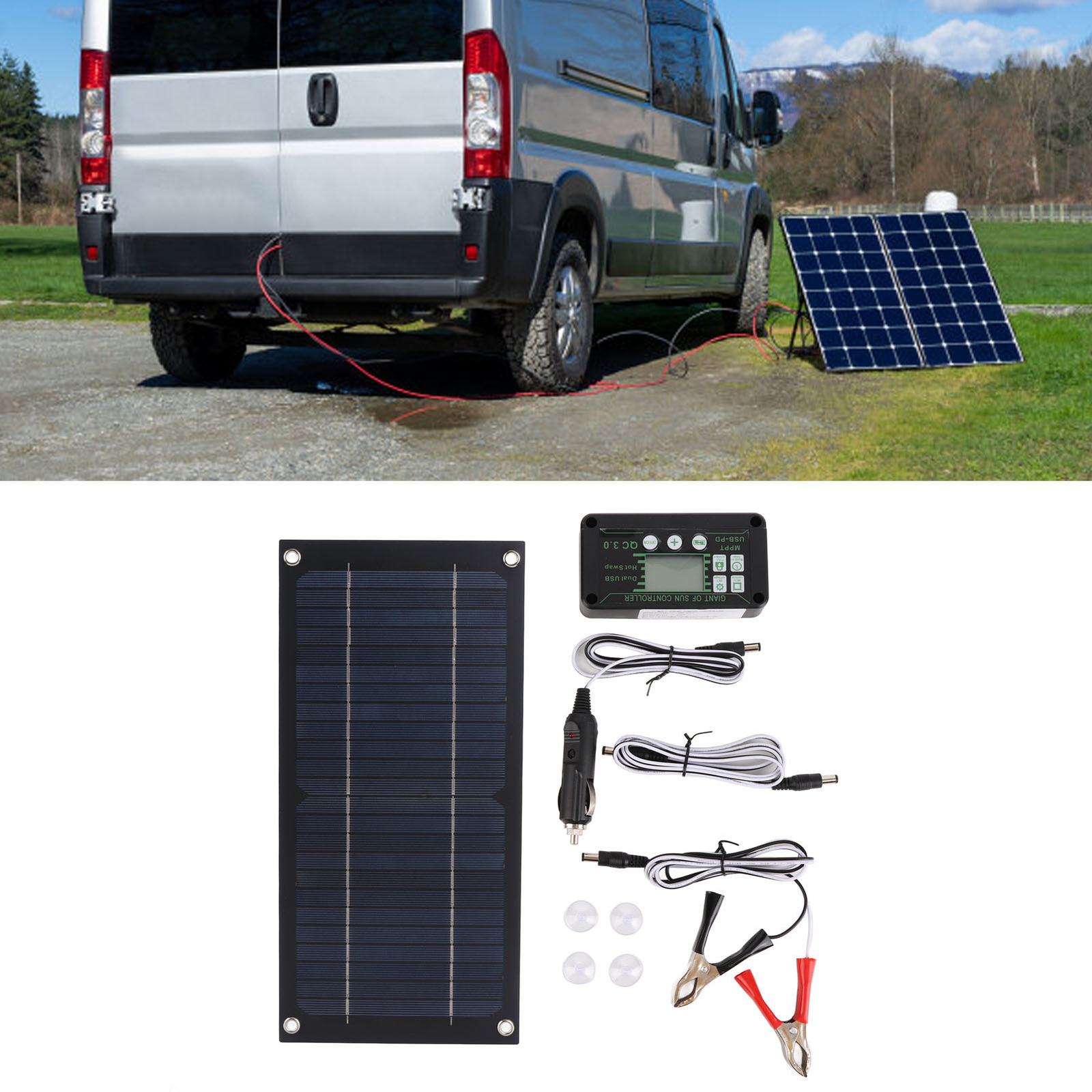 600W Watt 12V Portable Foldable Solar Panel Kit Camping Charger Power Station RV