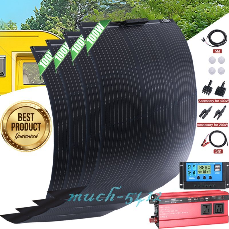 400W 100W Solar Panel 12V Mono Home RV Rooftop Camping Off-Grid Power Controller