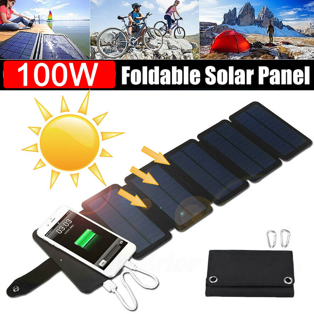 USB Solar Power Bank Outdoor CampingPortable Cell Phone Charger Panel Waterproof