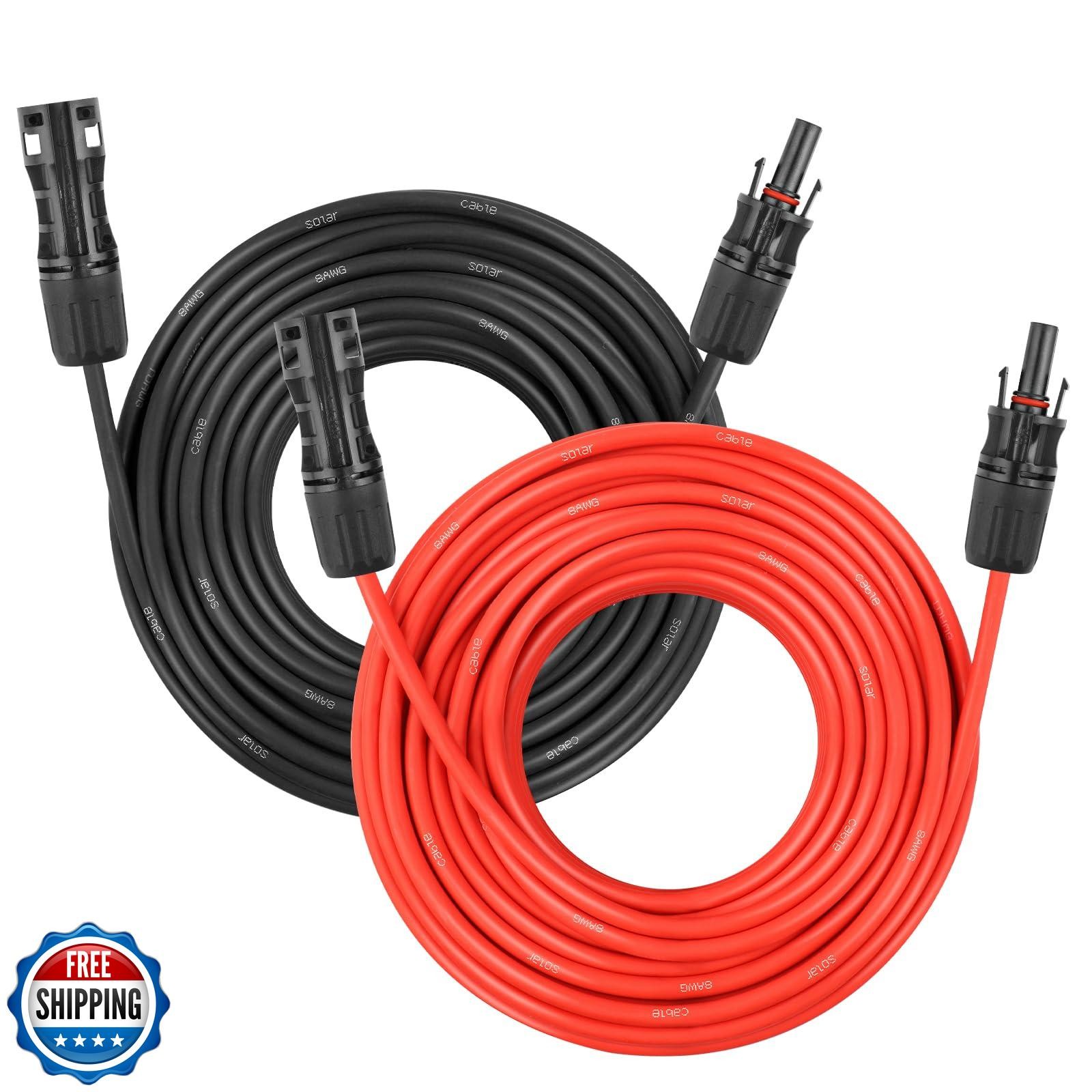 Solar Panel Extension Cable – 8AWG 75FT Solar Wire Cord 8 Gauge PV Wire with