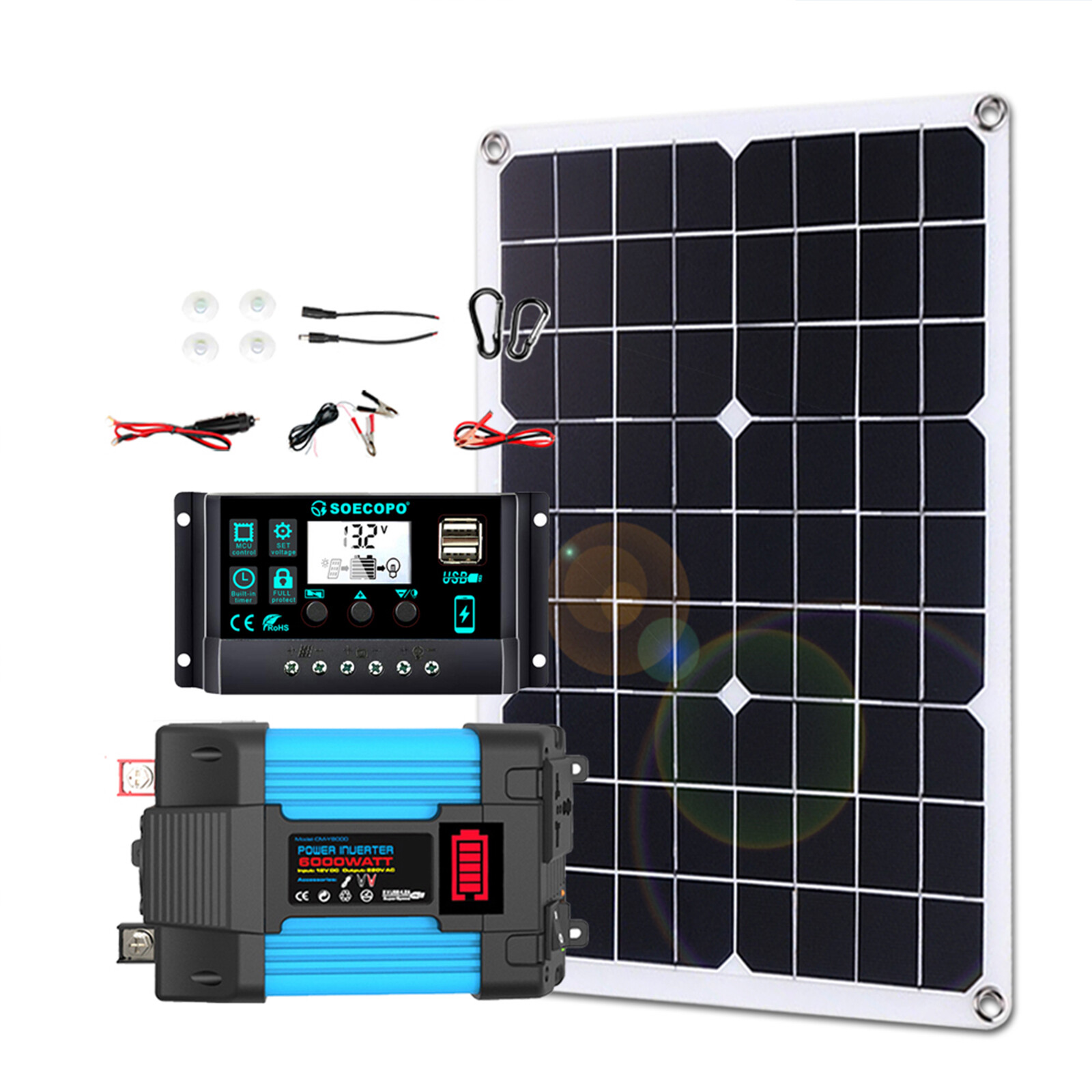 6000W Solar System DC12V to 110V/220V Off-Grid Inverter System 100A ControllerXz