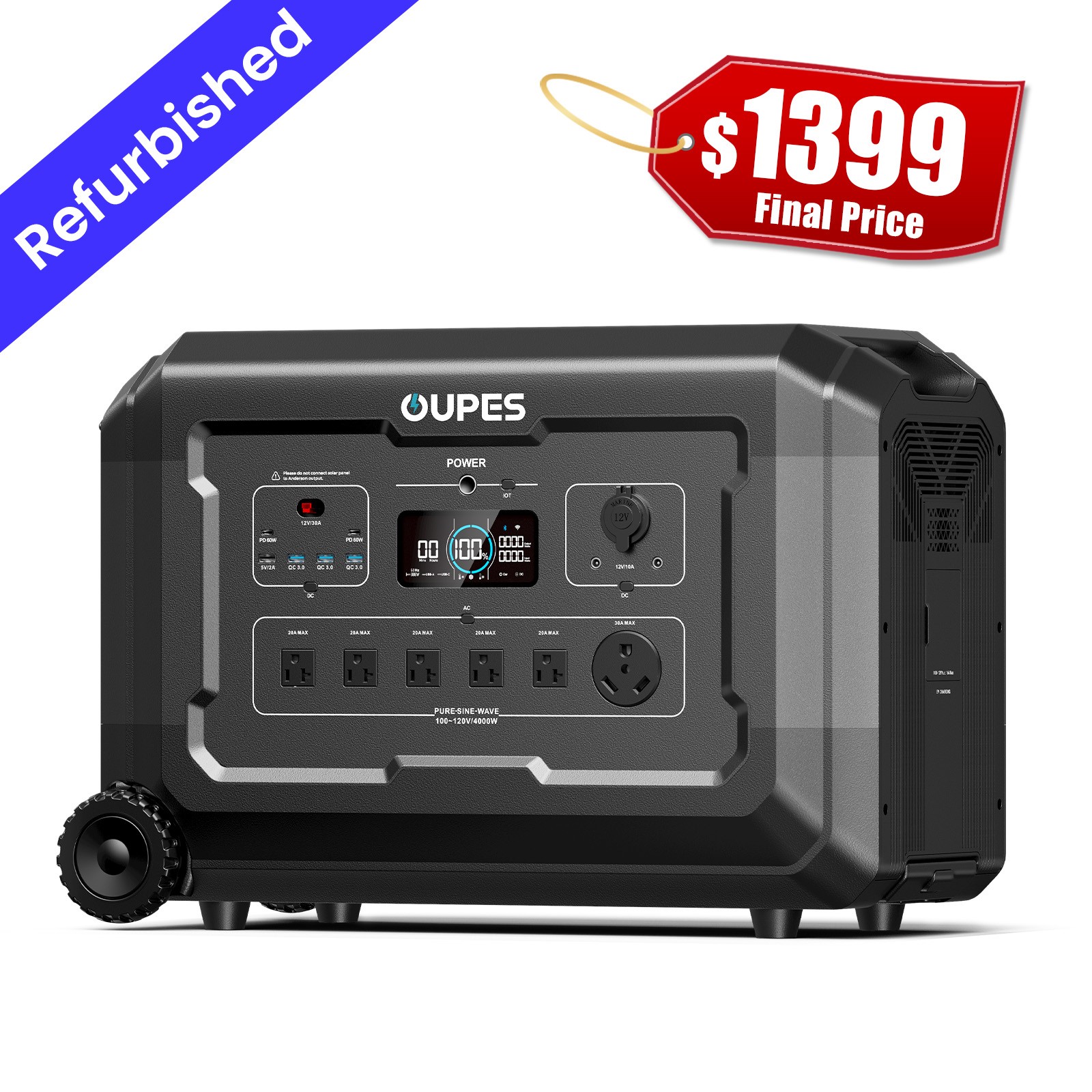 OUPES Mega 5 4000W/5040Wh Portable Power Station Solar Generator RV OutDoor