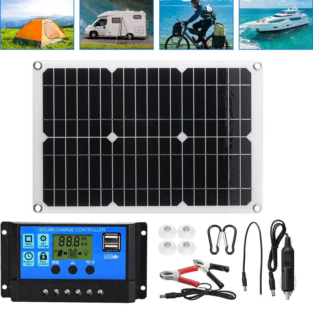 30 Watts Solar Panel Kit 100A 12V Battery Charger with Controller Caravan Boat