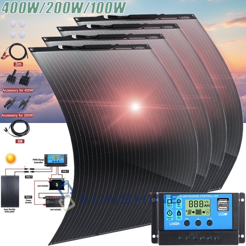 Solar Panel Kit 30A Solar Power Controller Generator 400W 200W Home Grid System