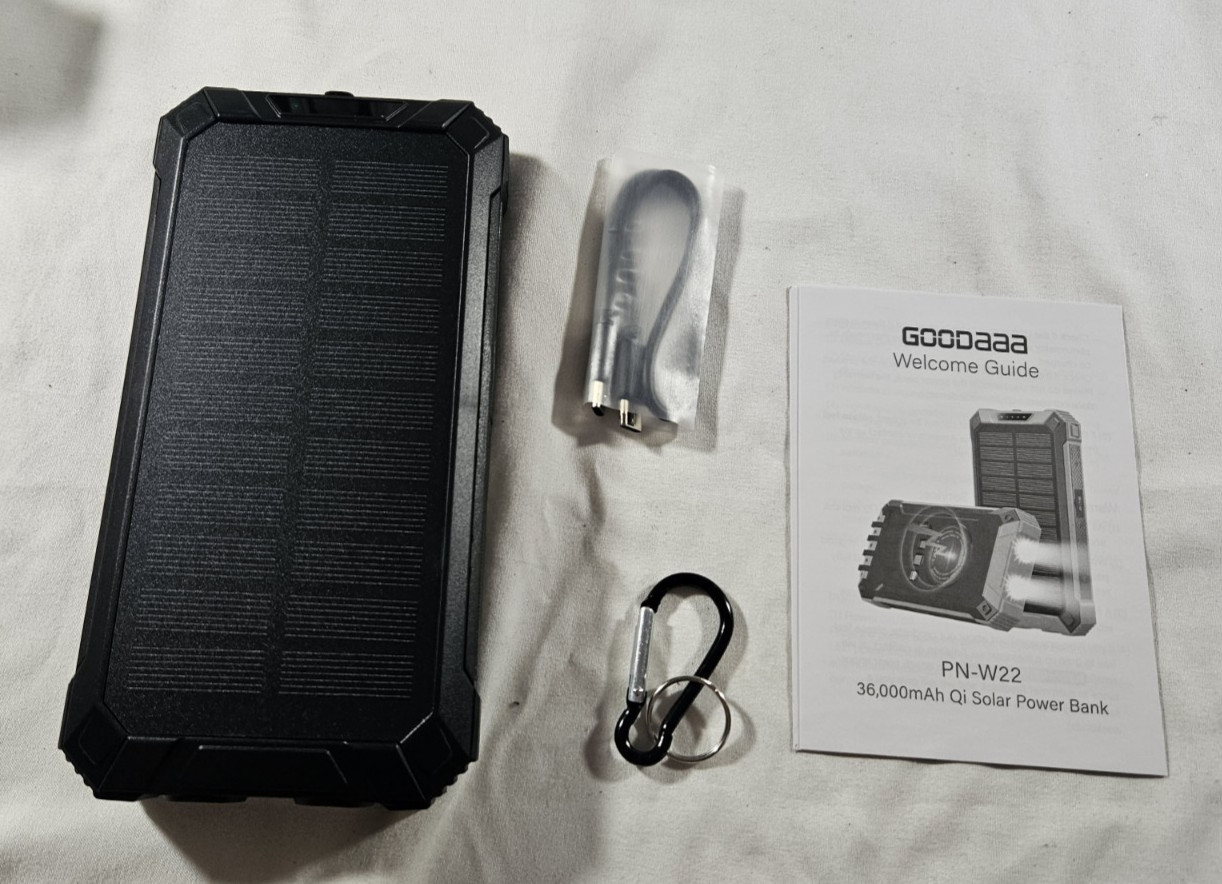 GOODAAA PN-W22 Black Solar Power Bank 36,000mAh (Open – Box / New)