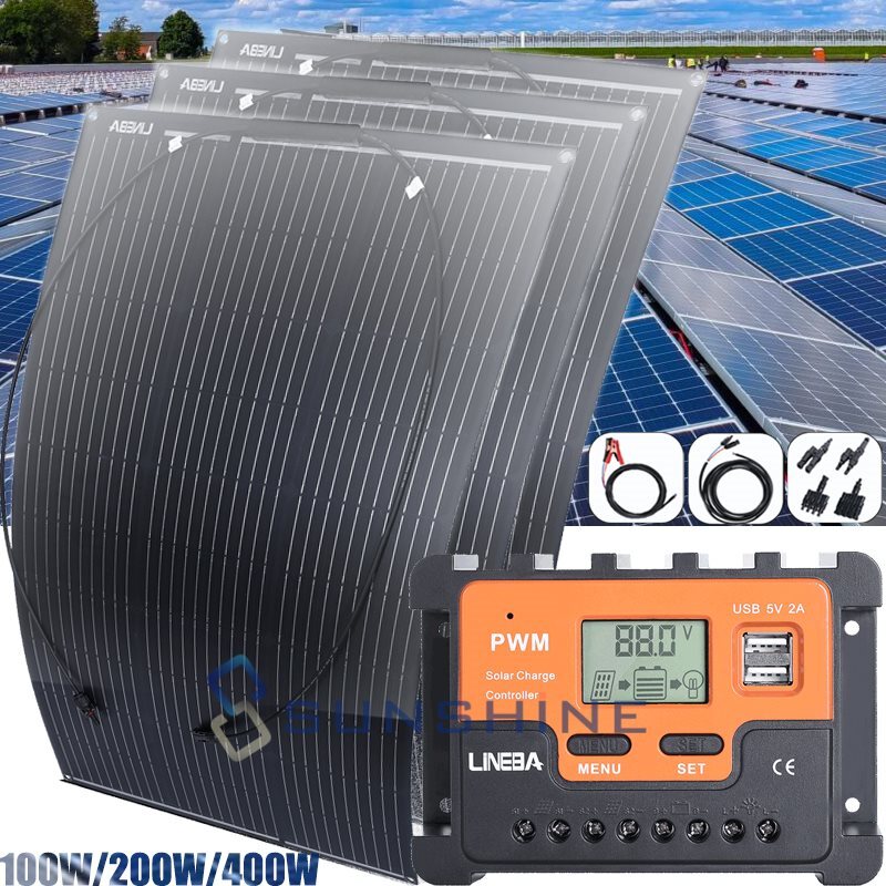 100W 200W 400W PV FLEXIBLE Solar Panel Mono 12V/24V for Sunshed RV POWER STATION