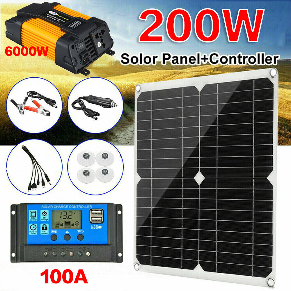 Solar Panel Kit 6000W Solar Power Inverter Generator 100A Home 110V Grid System