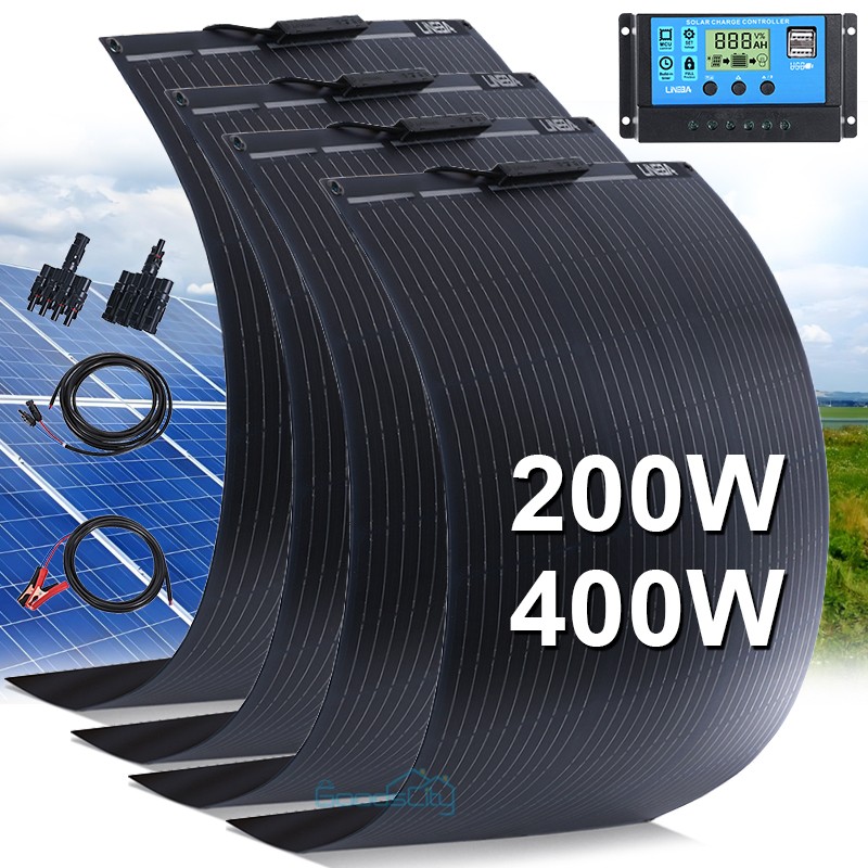 200W 400W Semi-Flexible Thin Mono Solar Panel for Power Station RV Camping Home