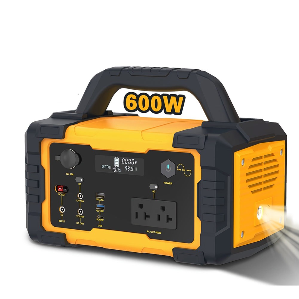 600W Portable Power Station 655WH Solar Generator for Camping Emergency Backup