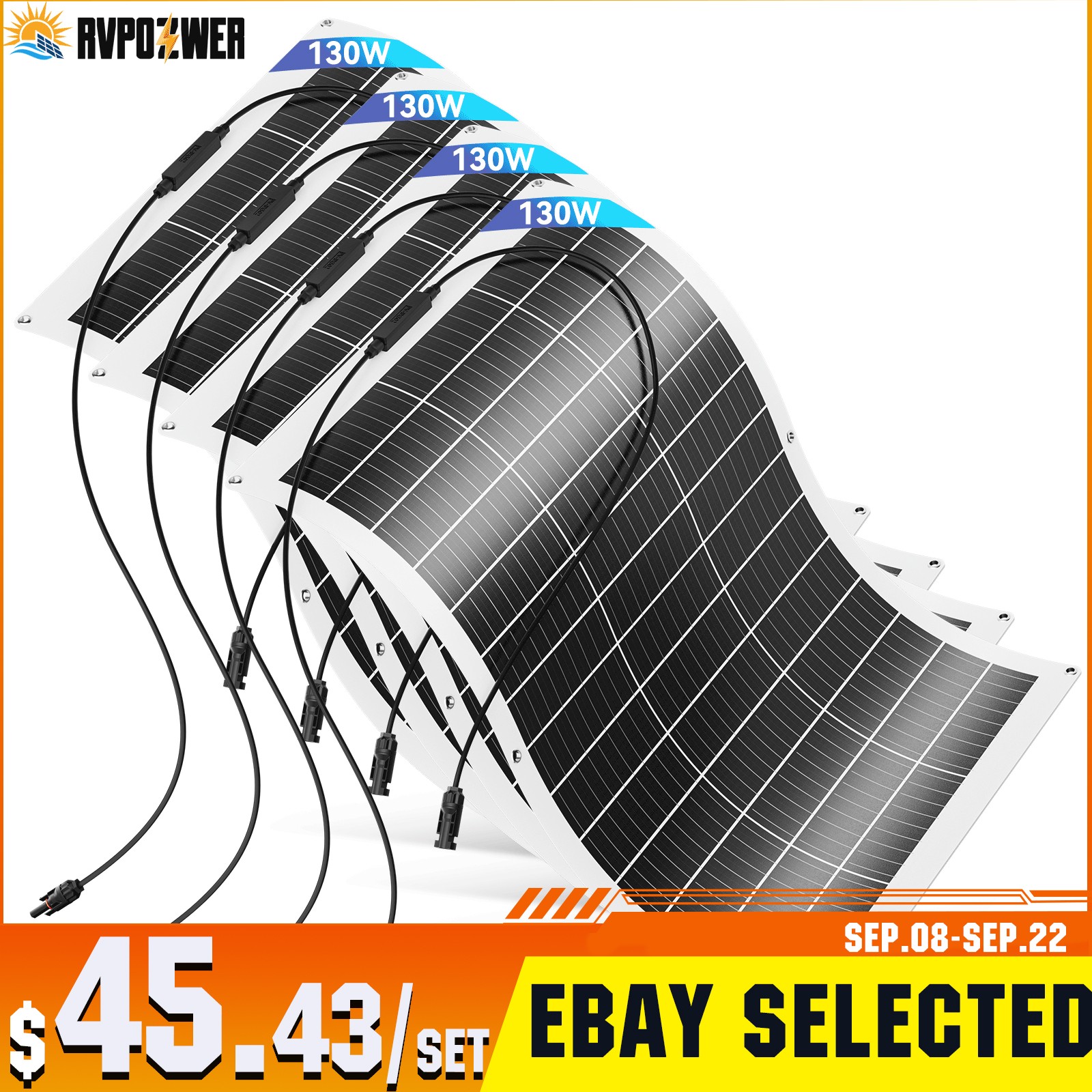 130W 520W Watt Flexible Mono Solar Panel 12V Volt Car Boat Home Camping Rooftop