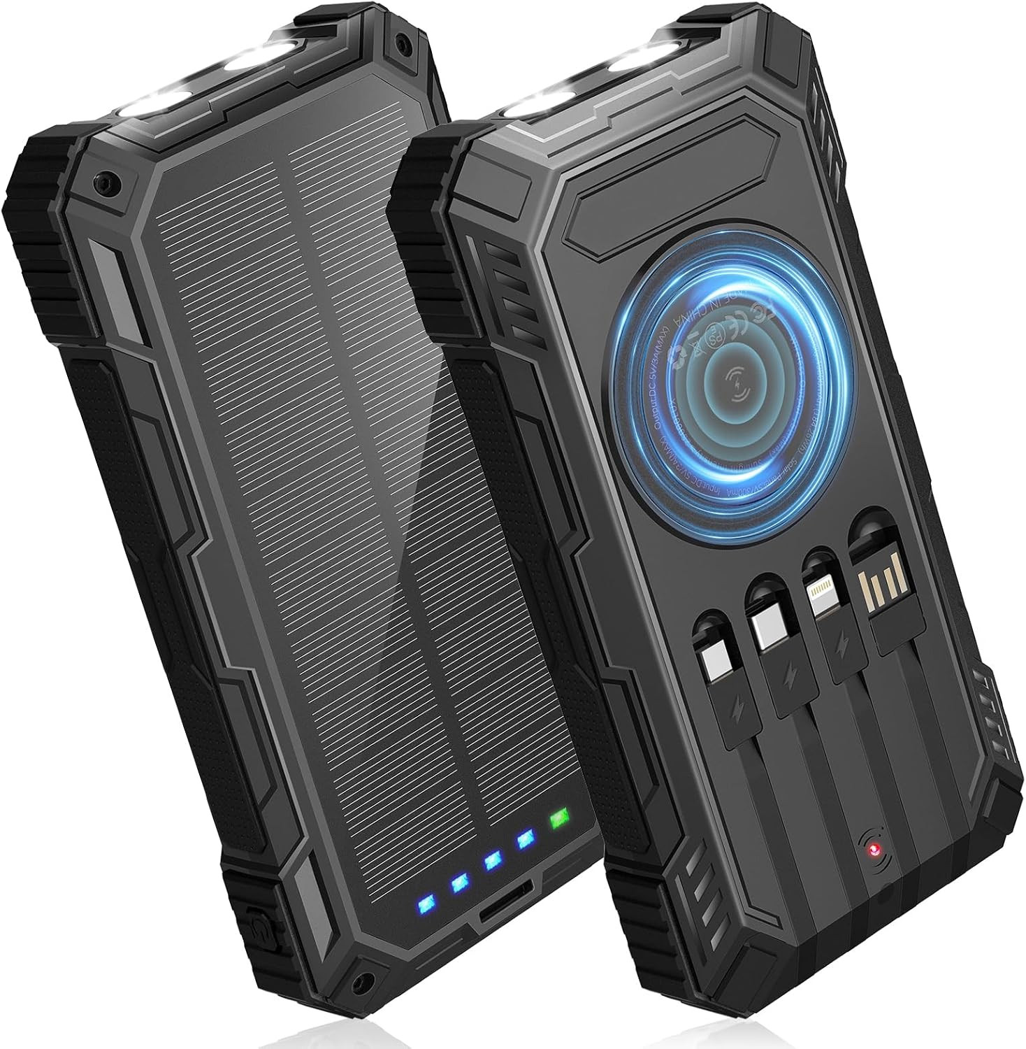 Solar Charger 49800Mah Power Bank – Wireless Portable Phone Charger with 4 Built