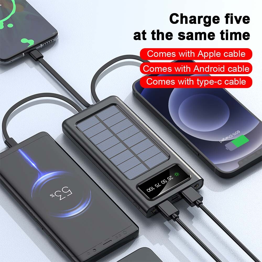 Waterproof Solar Power Bank 9000000mAh Portable External Battery Charger