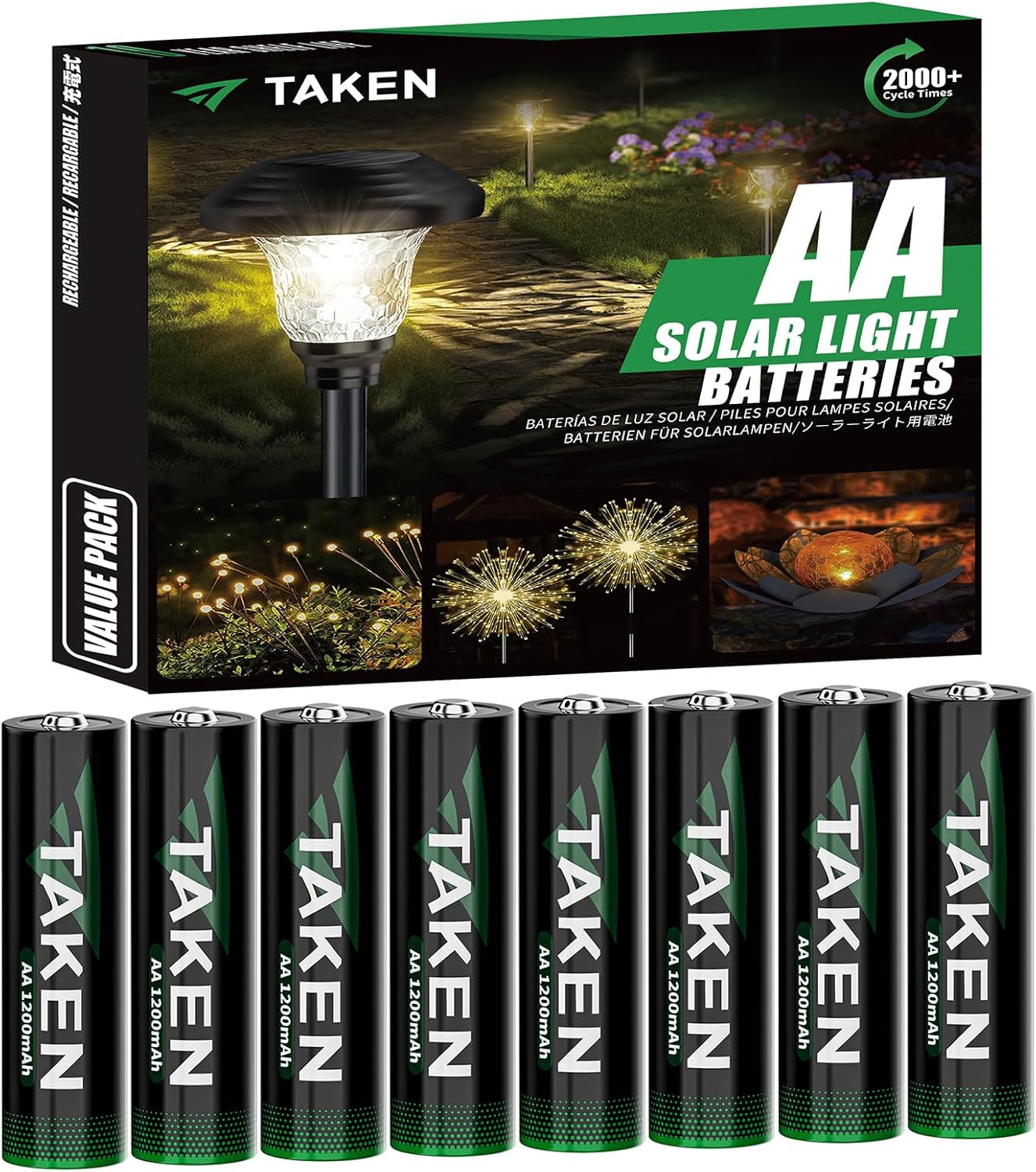 ✅ NEW – 8 Pack AA Rechargeable NiMH Batteries 1200mAh 1.2V for Solar Lights