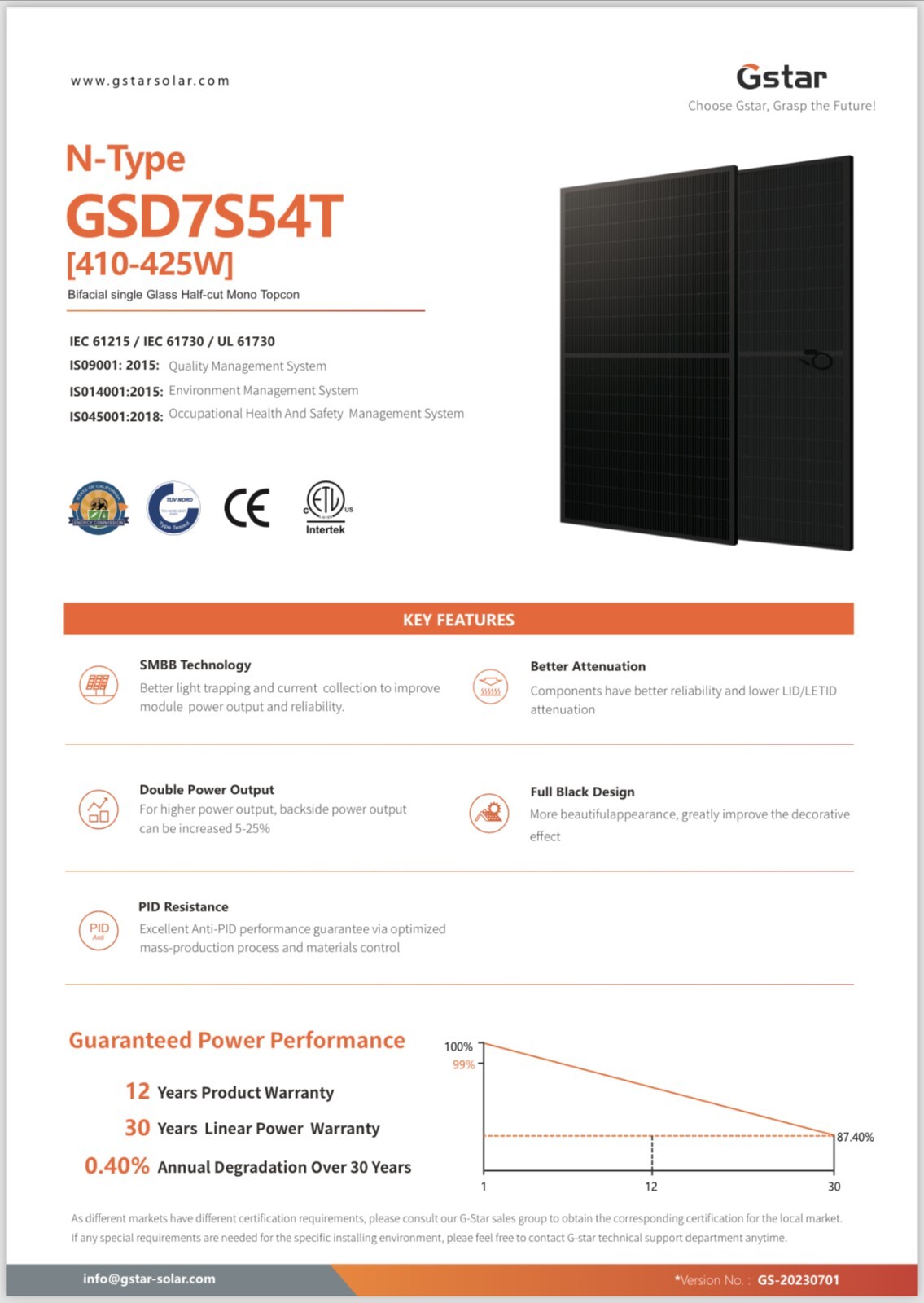 Brand New 400W Bi-facial Gstar Solar Panels