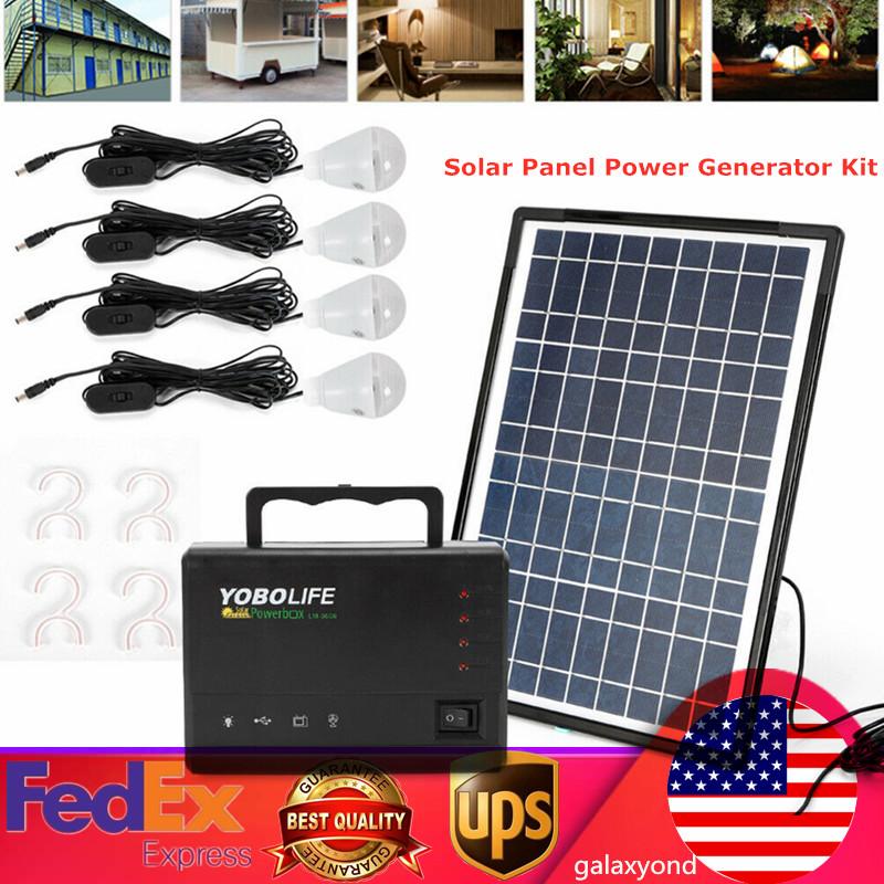 Portable Solar Panel Power Storage Generator Light Charger House System 18V 12W