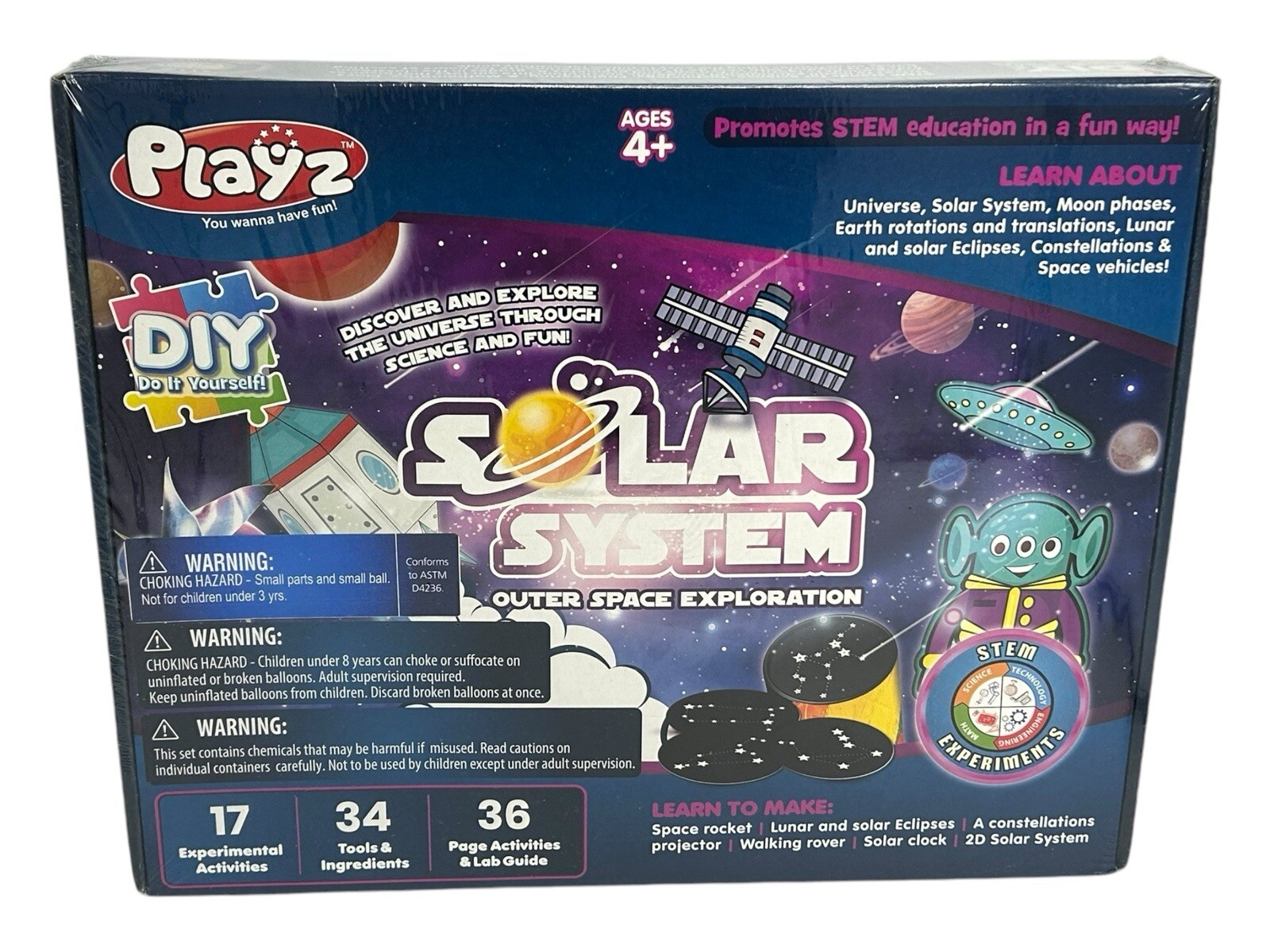Solar System Outer Space Exploration Kit STEM. Age 4+ Playz Brand New Sealed