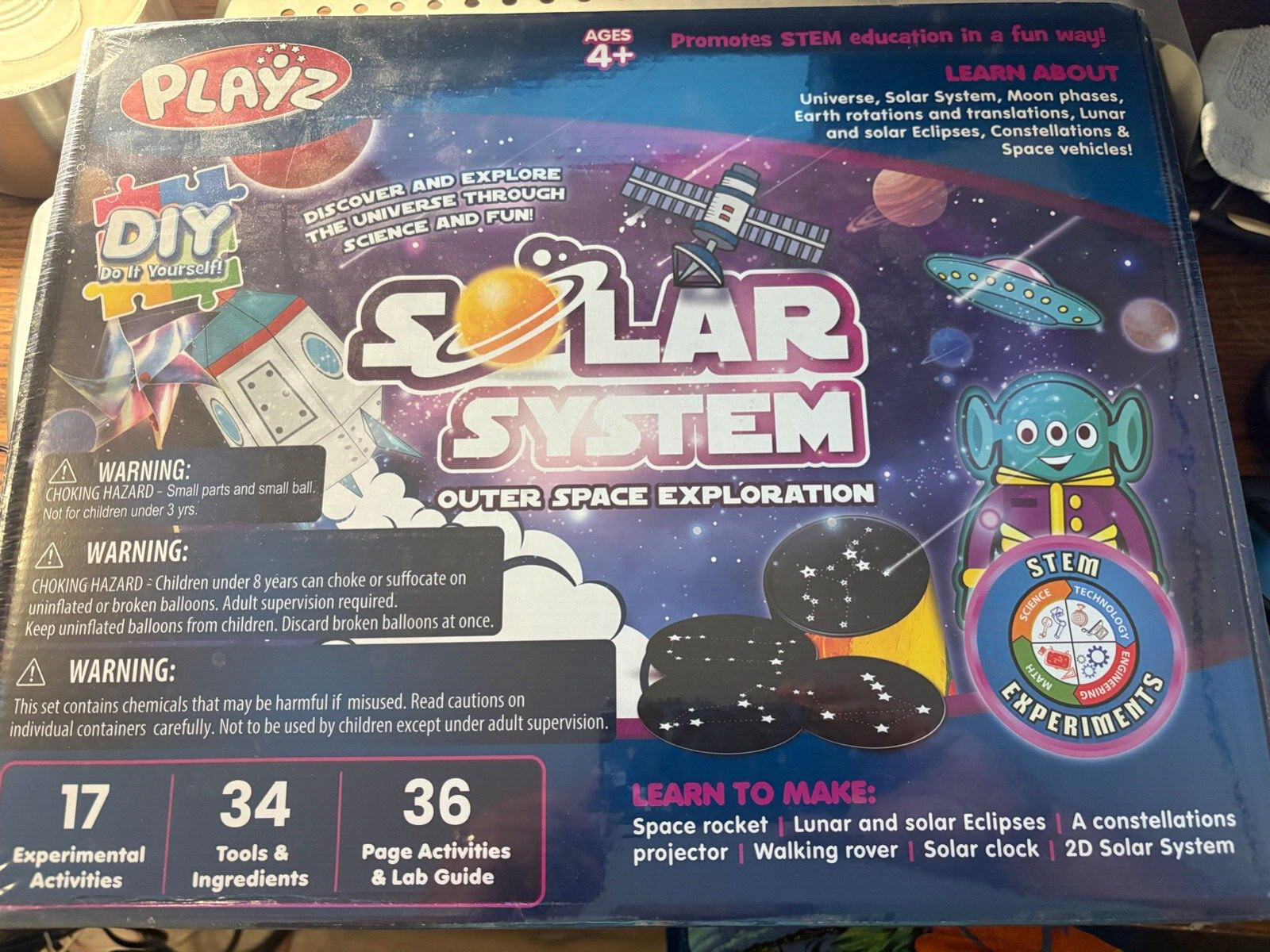 Solar System Outer Space Exploration Kit STEM. Age 4+ Playz Brand New Sealed