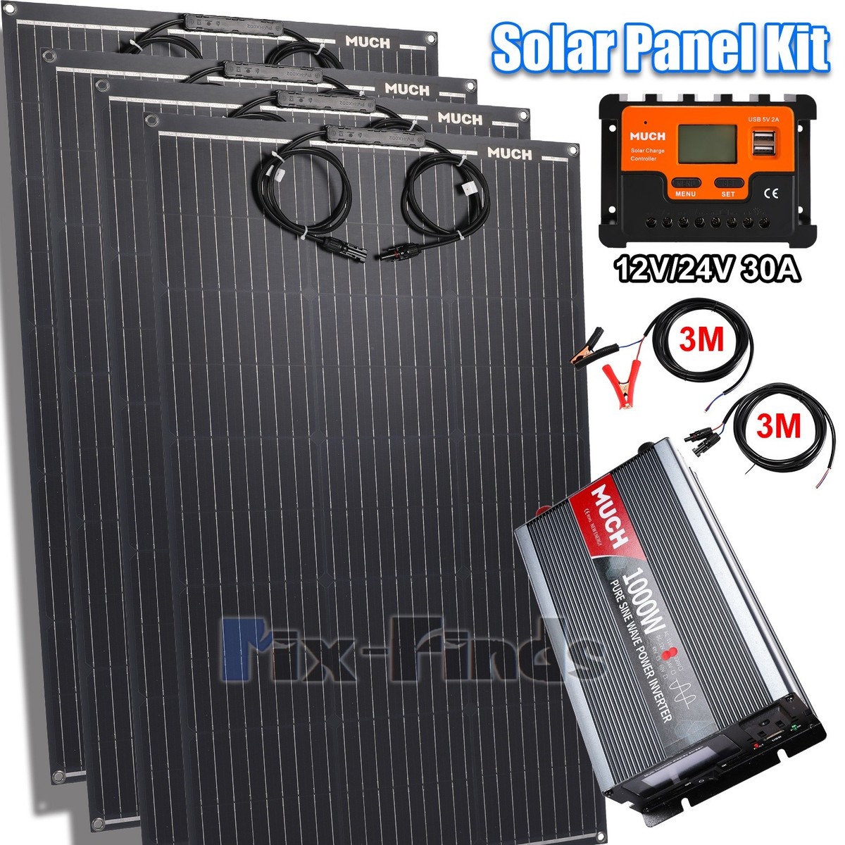 1000W Solar Panel Kits Portable Solar Power Generator System Power Home w/ Solar
