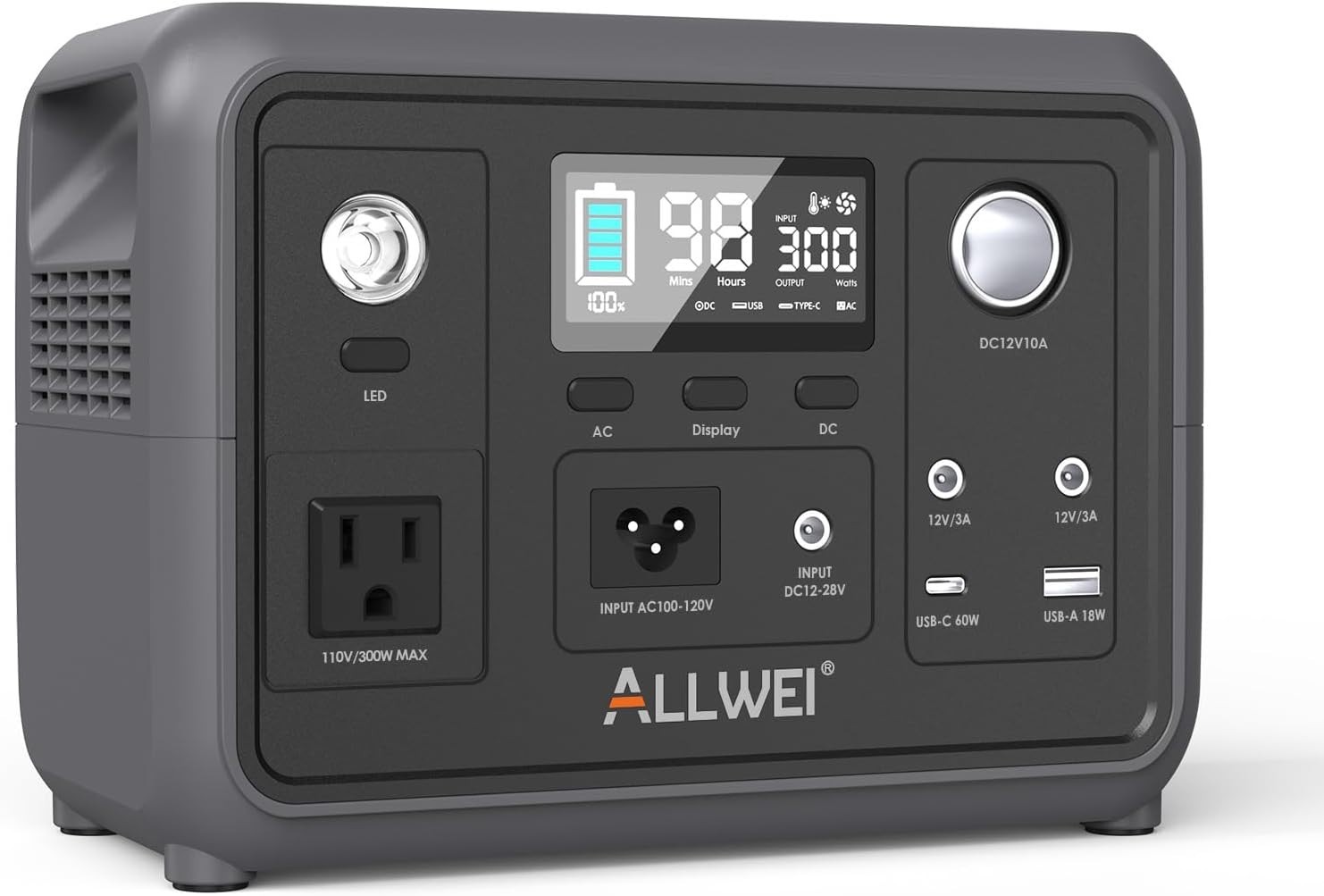 Portable Power Station 300W – 256Wh Solar Generator with USB-C & AC Outlet