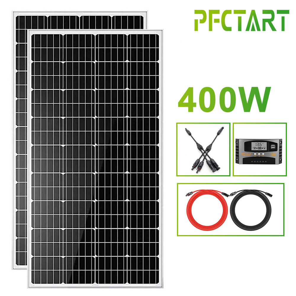 200W 12V Solar Panel Kit Monocrystalline w/MPPT Controller For RV Boat Off Grid