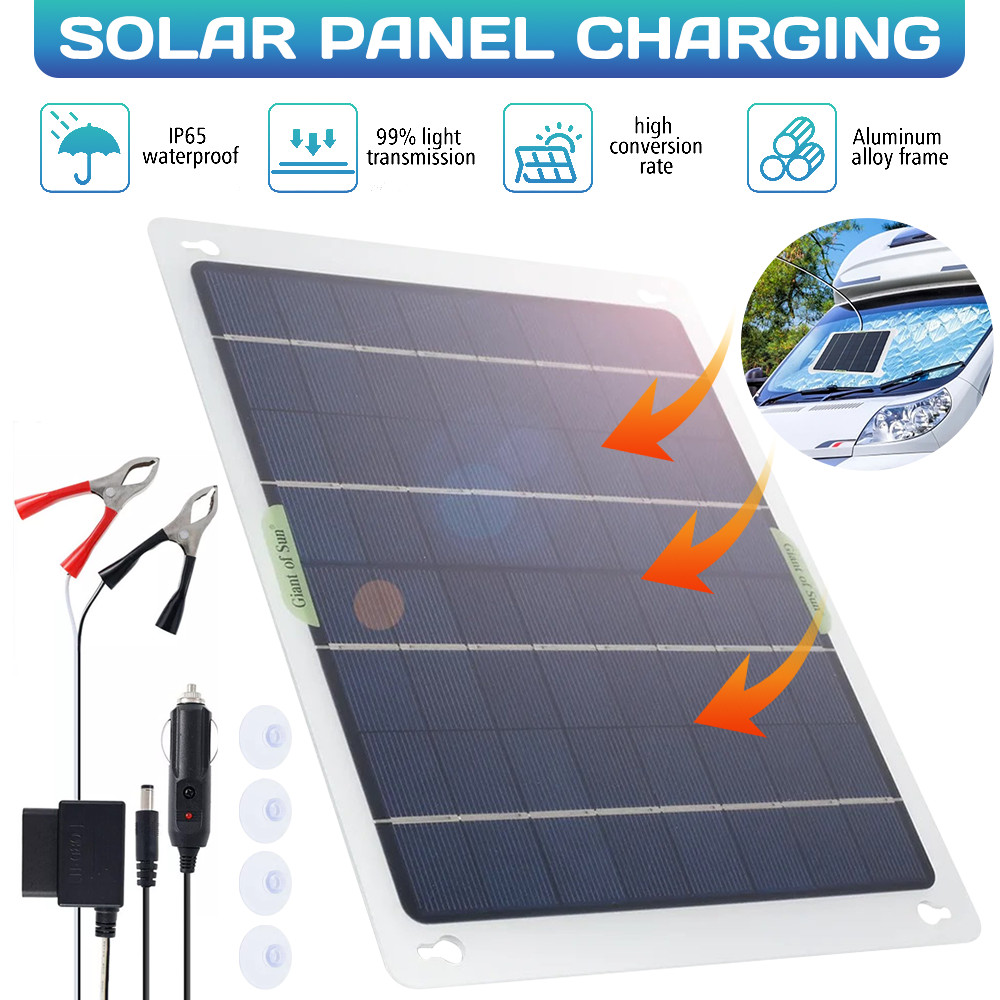 Portable 12V Solar Panel Kit Trickle Charger Battery Powered for Camping/RV Car