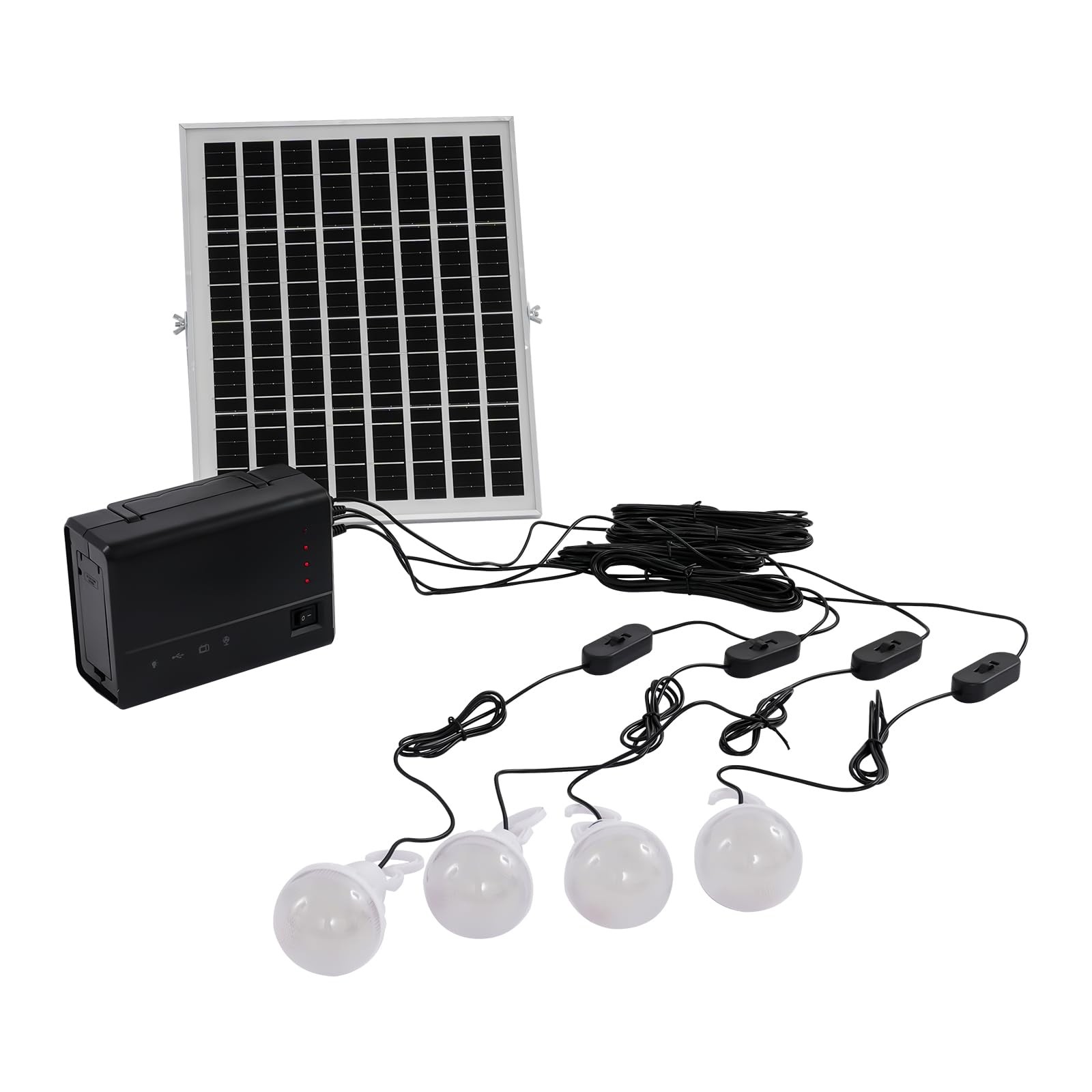Solar Panel Kit Power Generator Portable Battery Pack Power Station With 4 Bulbs