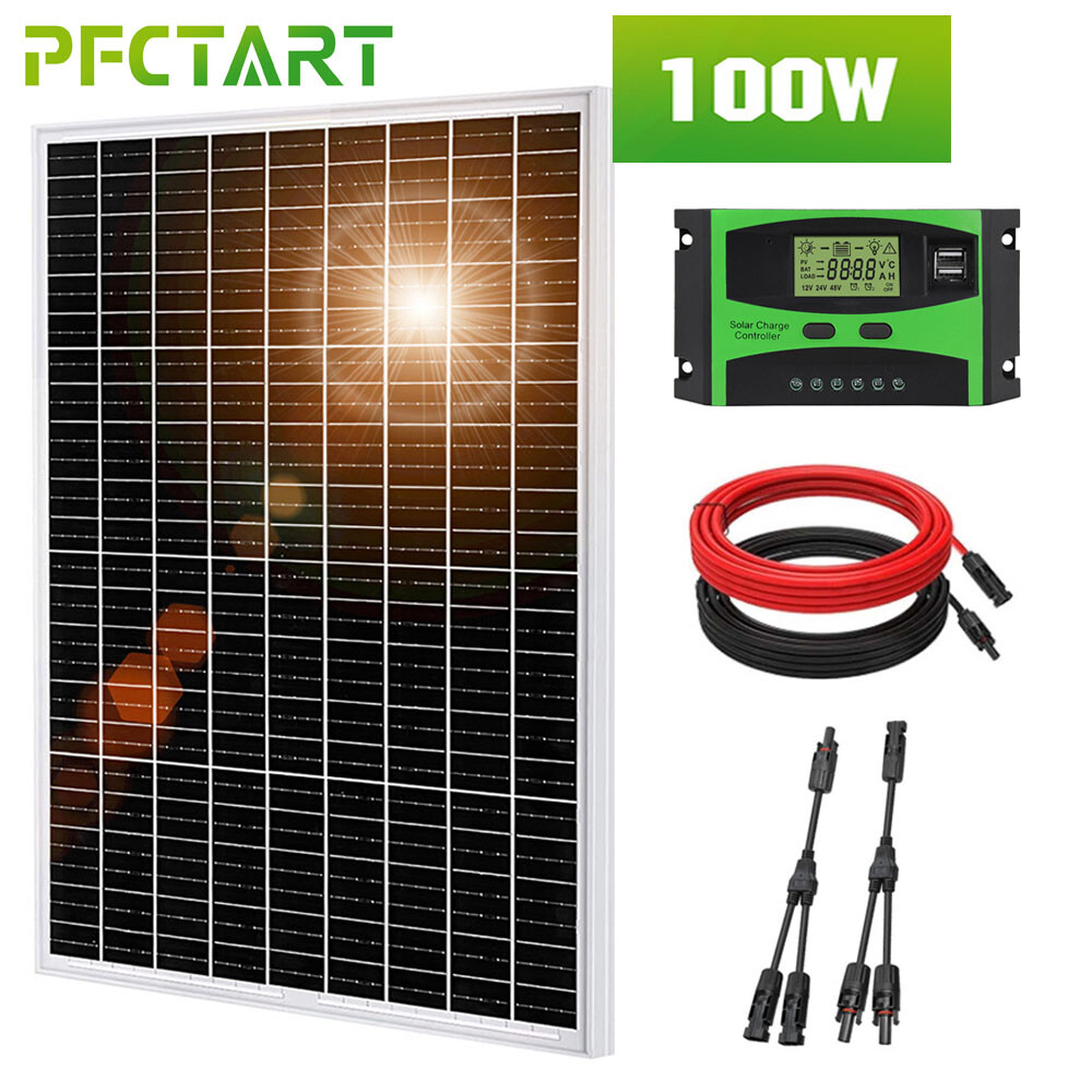 100W Solar Panel Kit Monocrystalline 12V Solar Panels Camp RV Caravan Boat Car