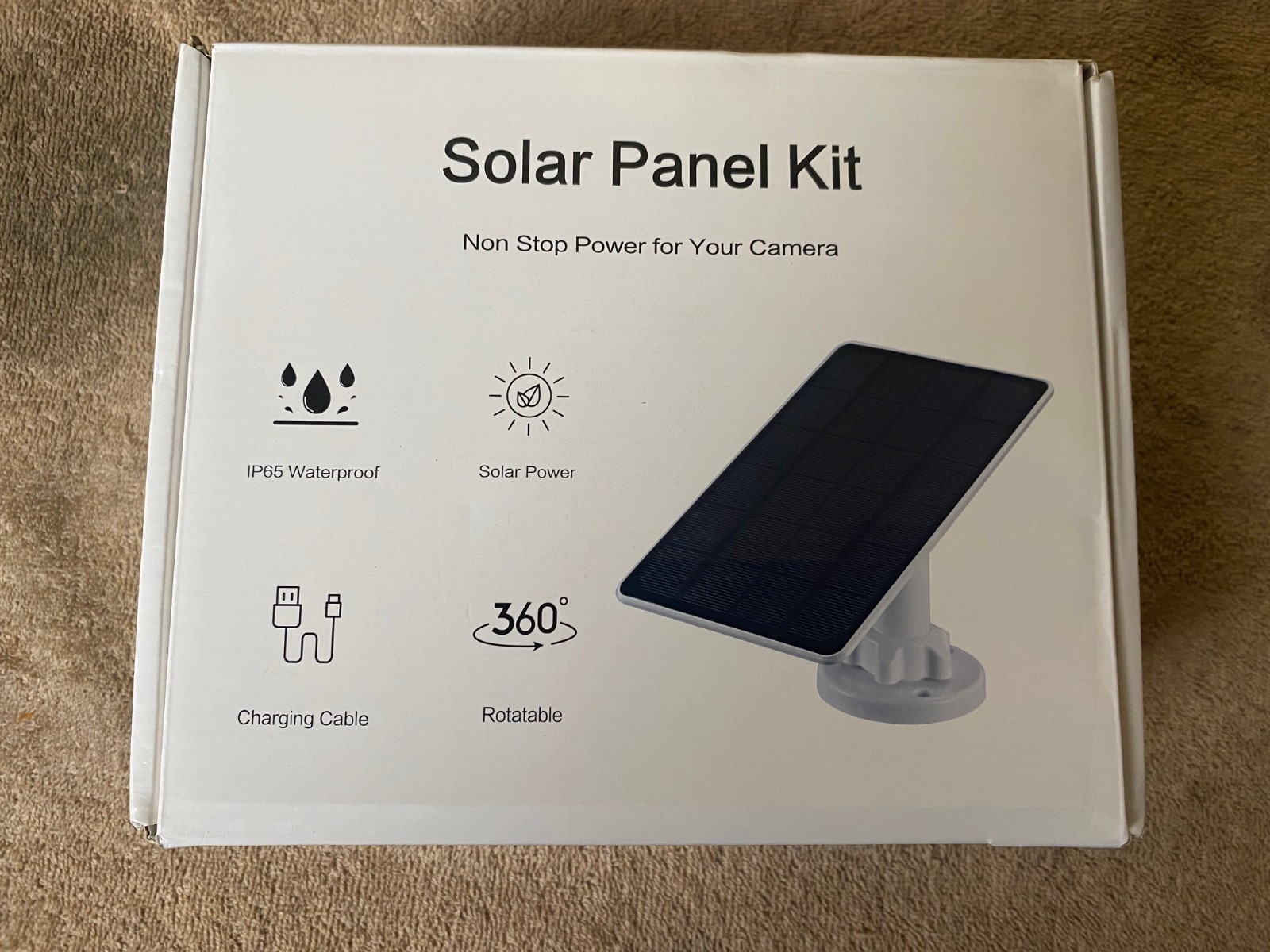 Solar Panel Kit for Cameras,Charging Smart phones Waterproof,Rotatable -NEW