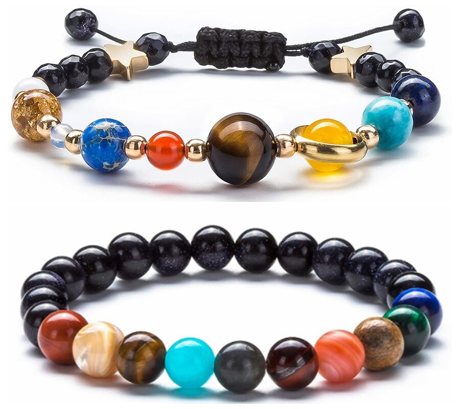 Solar System Universe The Eight Planets Natural Stone Beads Bracelet Bangle