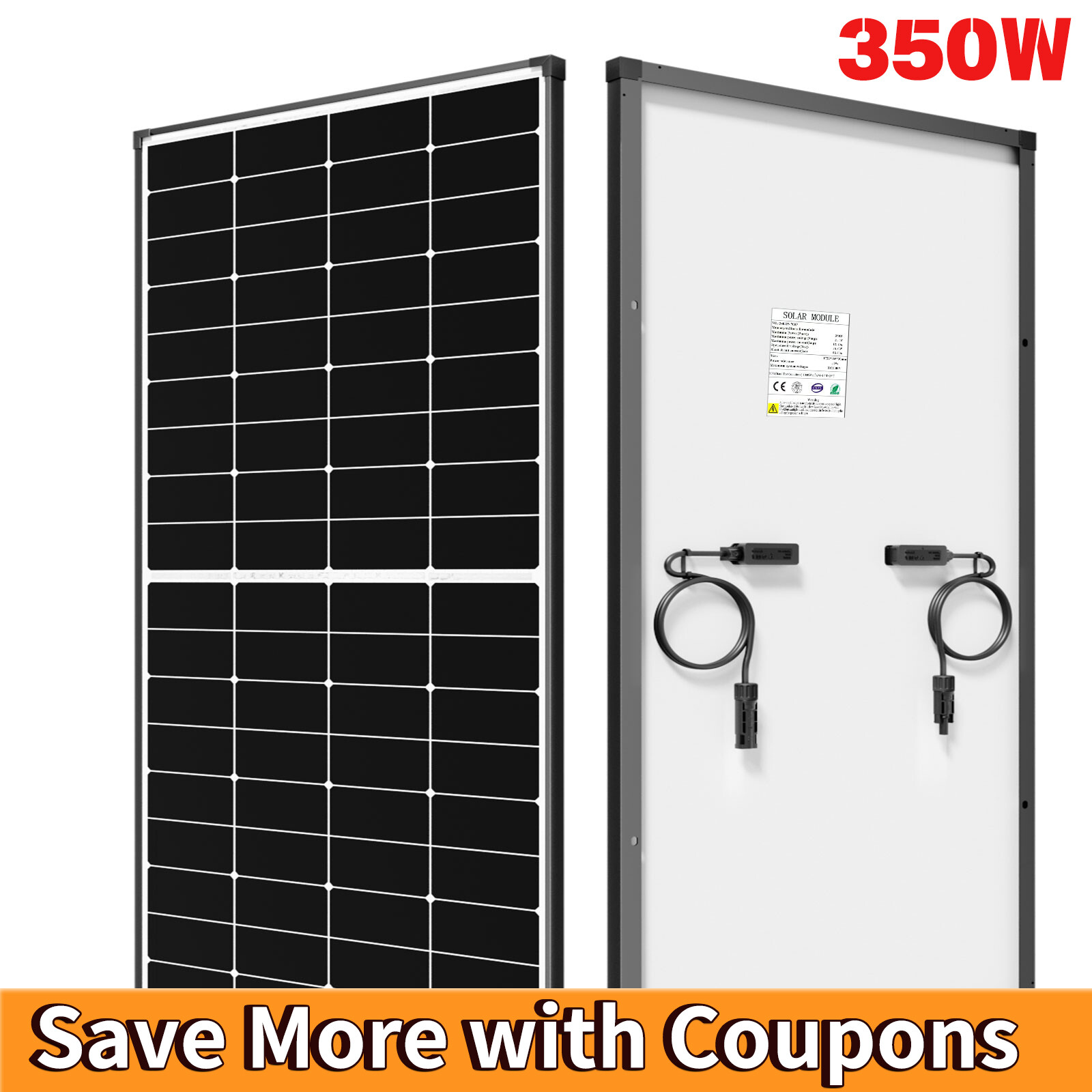 350W 24V/24V Mono Solar Panel High Efficiency Farm Home Shed Rooftop On/Off Grid