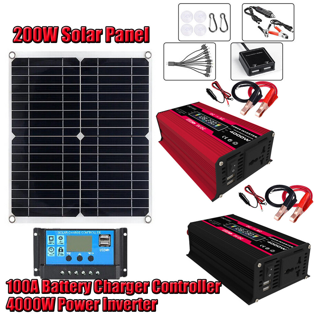 6000W Complete Solar Panel Kit Solar Power Generator 100A Home 110V Grid System