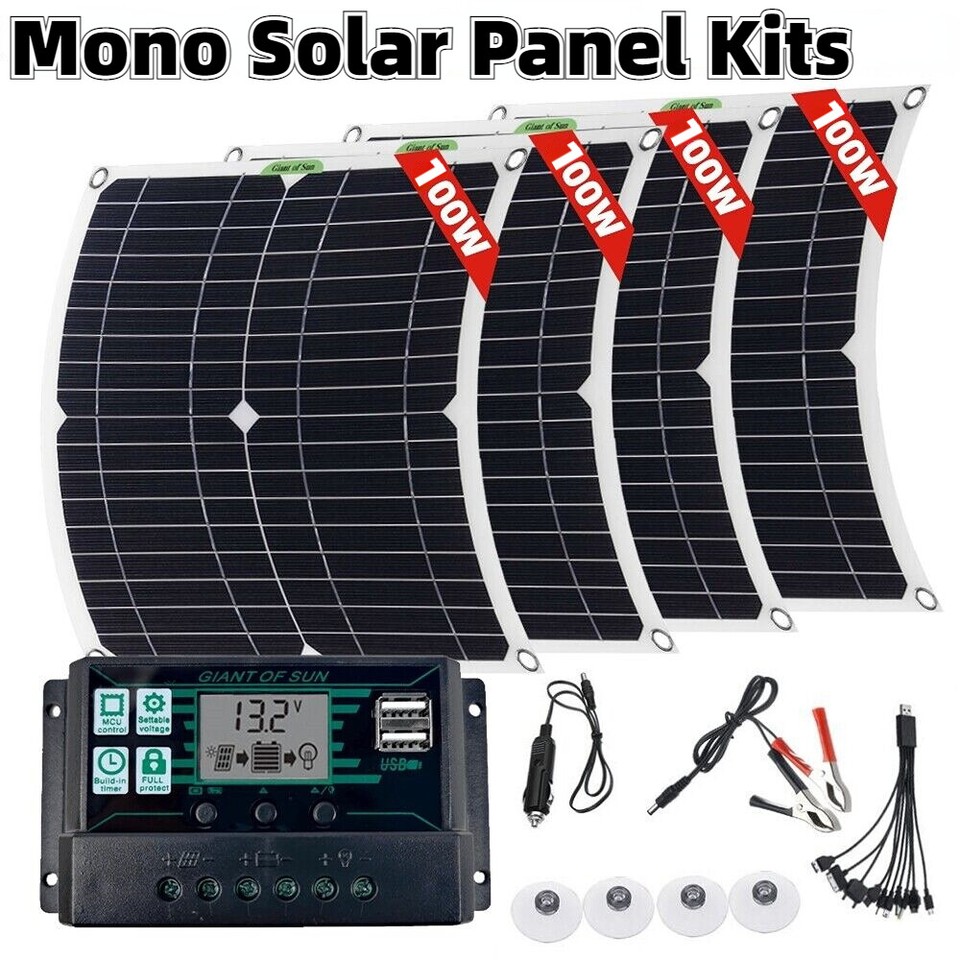 400 Watts Solar Panel Kit 100A 12V Battery Charger w/ Controller Caravan Boat US