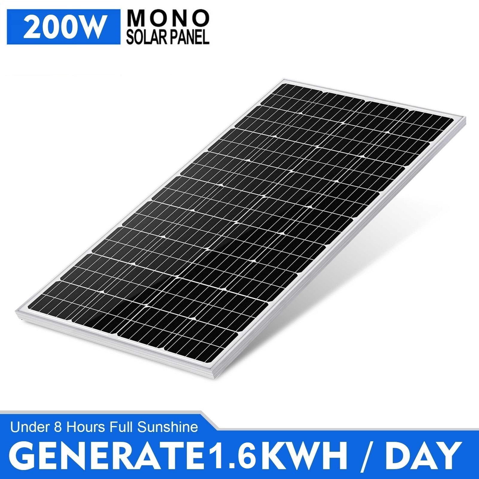 200 Watt Solar Panel 12 Volt Mono PV Module Power Charger for RV Marine Rooftop
