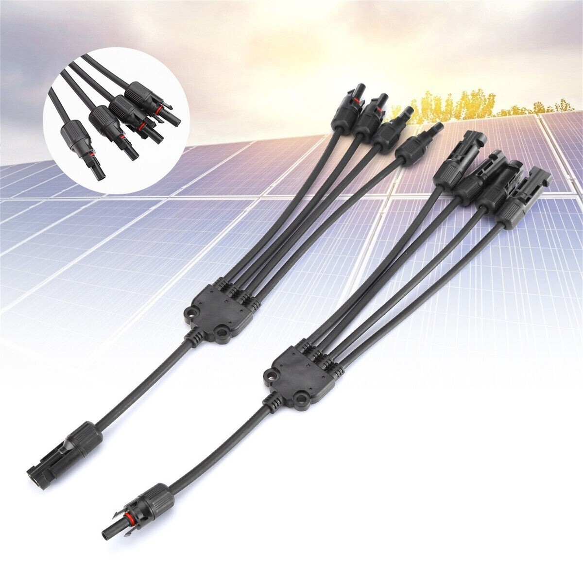 Solar Panel Connectors Y Branch Parallel Adapter Cable Wire Plug Tool Kit
