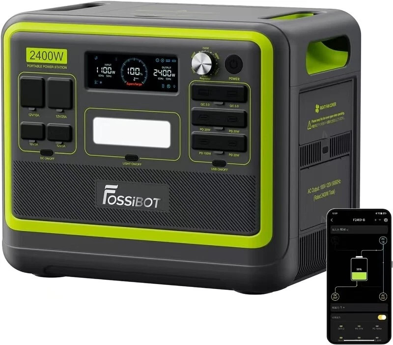 FOSSiBOT 2400W Portable Power Station 2048Wh Solar Generator Power Station,LFP