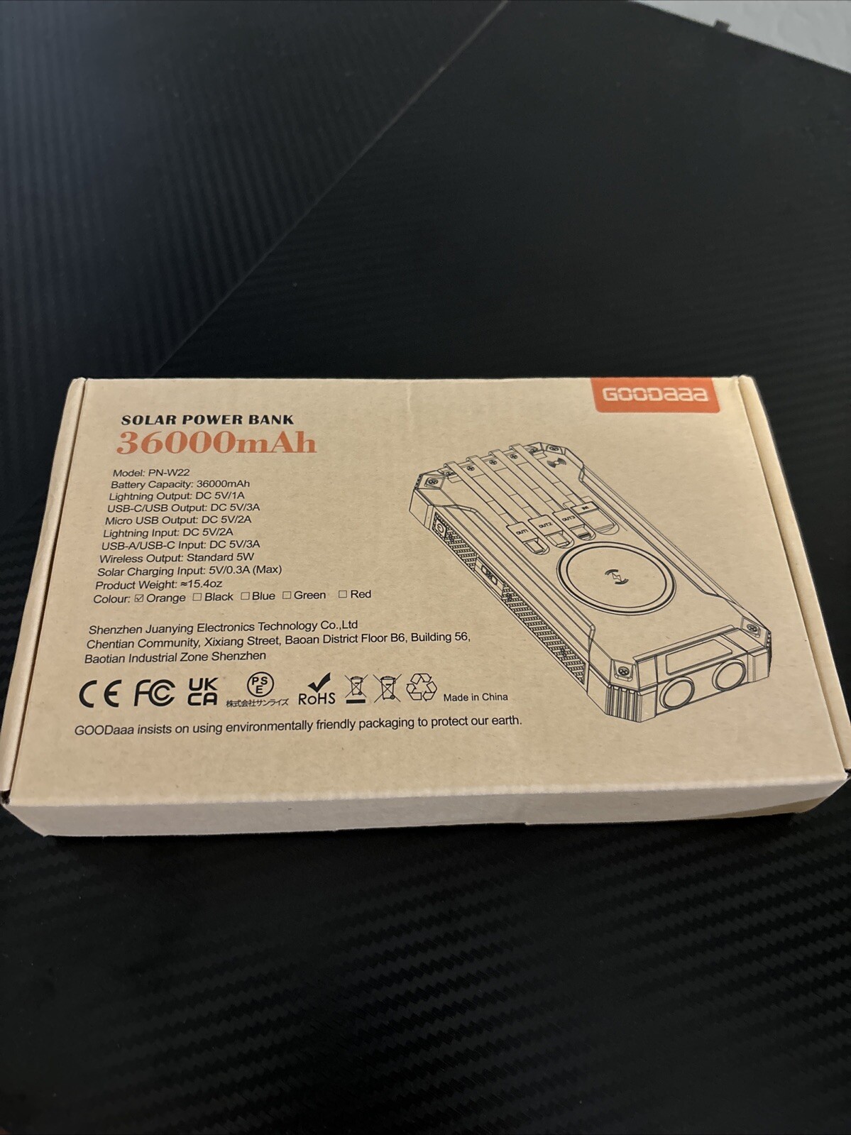 36000mAh 15W Solar Power Bank Charger Built in 4 Cables Fast Charging With LED