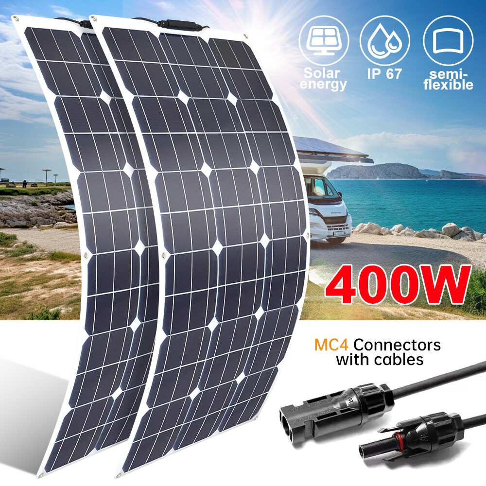 400W Watt 12V Portable Flexible Solar Panel Kit RV Camping Off-Grid Rooftop IP67