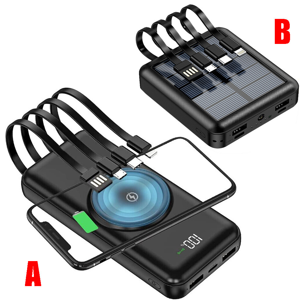 900000mAh Solar Power Bank External Battery Backup Fast Charger for Phone 4 USB