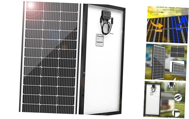 100 Watt Solar Panels, 9BB Monocrystalline 12V 100W Solar 100W Single Panel