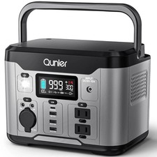 Qunler Portable Power Station 300W, 296Wh 80000mAh Lithium Battery Power Solar