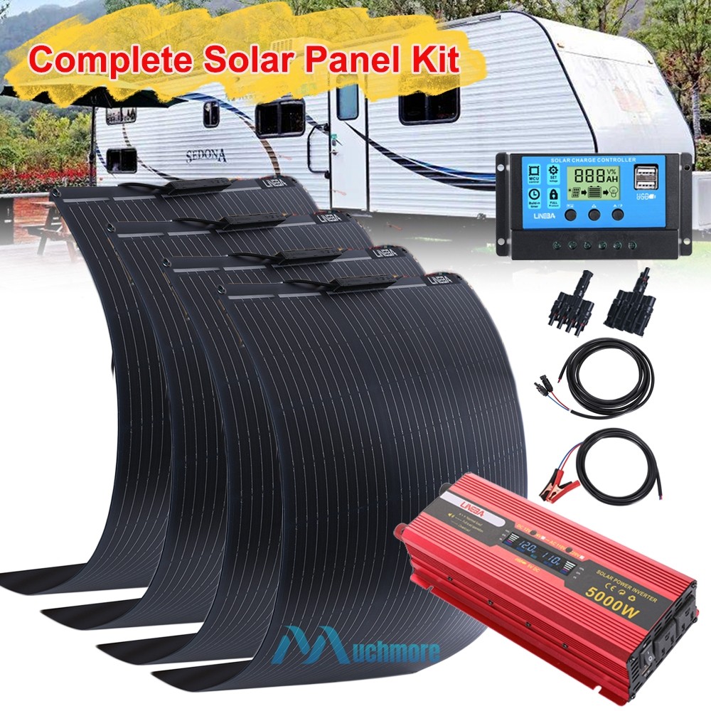 Complete Kit 5000W Inverter & Solar Panel 400W 200W 100W 12V Off Grid RV Camping