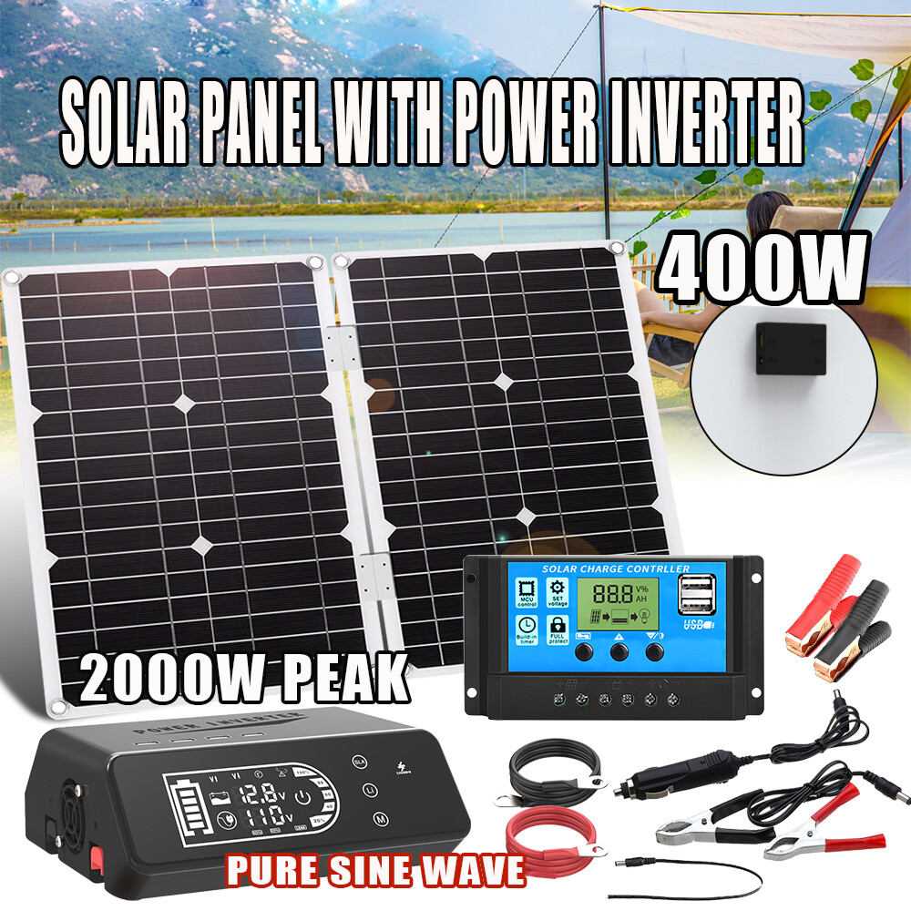 2000W Complete Solar Panel Kit with Controller & Inverter Home 110V Grid System