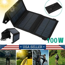 100W USB Solar Panel Kit Folding Power Bank Outdoor Camping Hiking Phone Charger